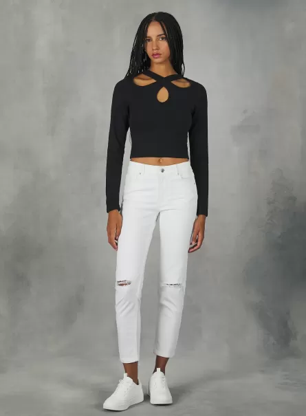 2024 D099 White Skinny Jeans With Push-Up Effect Frauen Jeans Alcott