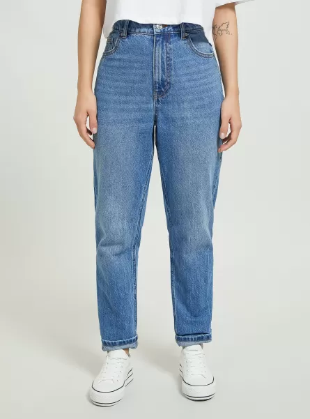 Frauen Jeans D003 Medium Blue Design Mom Fit Jeans Alcott