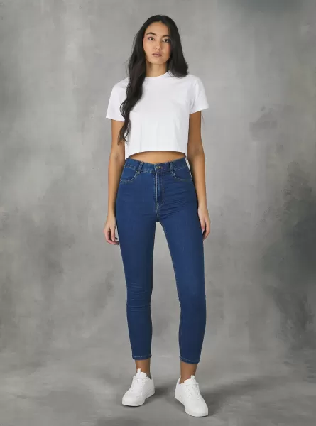 Kaufen D003 Medium Blue Alcott Skinny Fit Jeans Mit Hoher Taille Frauen Jeans