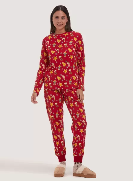 Alcott Marktpreis Rd2 Red Medium Pyjamas With All Over Print Christmas Collection Frauen Pijamas