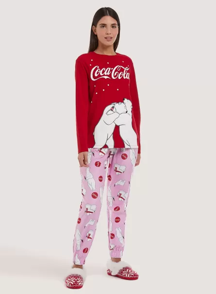 Alcott Exklusiv Frauen Pijamas Rd2 Red Medium Pyjamas Coca-Cola X Christmas Collection