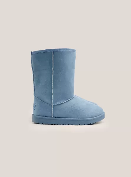 Suede Ankle Boots With Faux Fur Inside Präzision Frauen Alcott C0691 Azzurre Schuhe