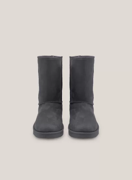 C115 Grey Verbraucher Alcott Schuhe Frauen Suede Ankle Boots With Faux Fur Inside