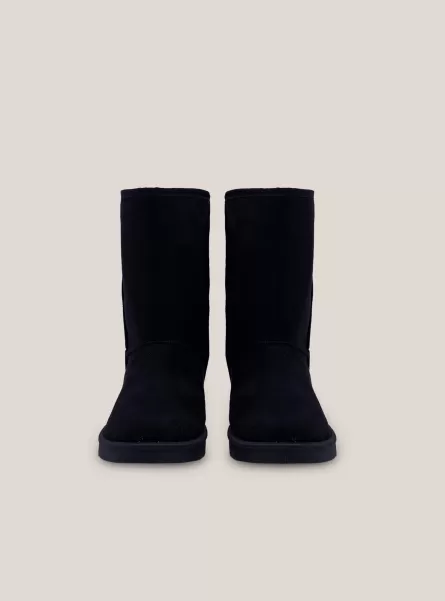 Schuhe Suede Ankle Boots With Faux Fur Inside Popularität Frauen Alcott C101 Black