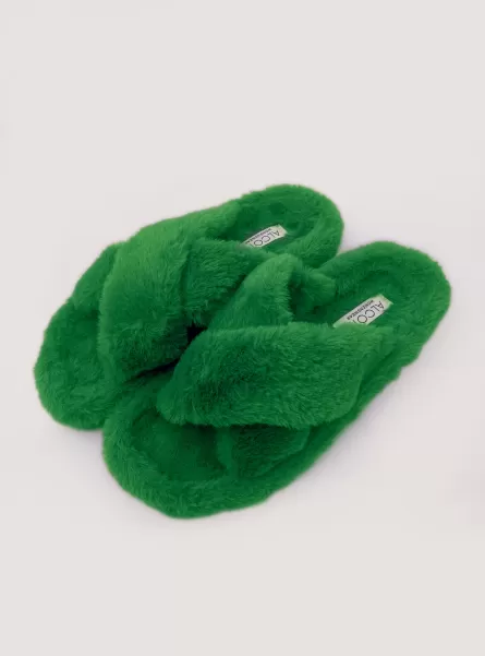 Alcott Werbestrategie Schuhe Faux Fur Slippers Frauen Gn2 Green Medium