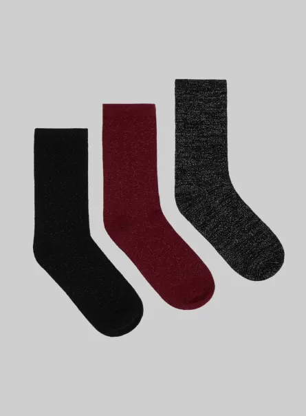 Socken Bk1 Black Alcott Frauen Set Of 3 Pairs Of Socks With Metallic Effect Geschäft