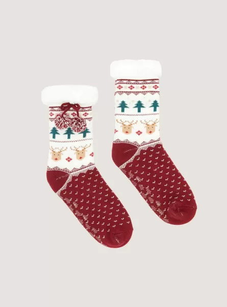 Socken Rd2 Red Medium Calze Antiscivolo Christmas Collection Zuverlässigkeit Alcott Frauen