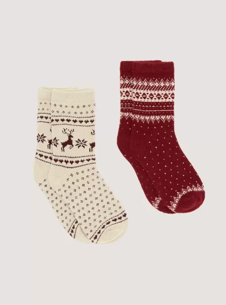 Socken Alcott Mode Set 2 Calzini Christmas Collection All Over Frauen Red/White B009