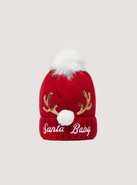 Hüte Frauen Christmas Collection Hat With Pom-Pom Alcott Rd2 Red Medium Preisniveau